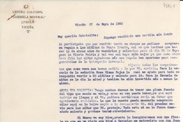 [Carta] 1950 mayo 27, Vicuña, [Chile] [a] Gabrielita [Mistral]