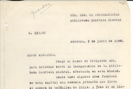 [Carta] 1948 jun. 3, Mendoza, [Argentina] [al] Señor Ministro de Relaciones Exteriores, Santiago, [Chile]