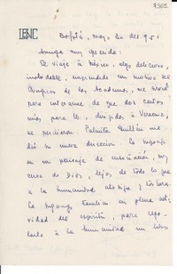 [Carta] 1951 mayo 30, Bogotá [a] Gabriela Mistral