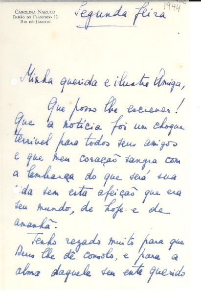 [Carta] [1944], [Rio de Janeiro, Brasil] [a] Gabriela Mistral