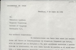 [Carta] 1965 ene. 7, Santiago, [Chile] [a] Dr. Francisco Aguilera, Hispanic Foundation Library of Congress, Washington D.C.