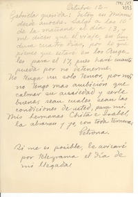 [Carta] 1946 oct. 12, [Miami] [a] Gabriela Mistral