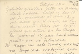 [Carta] 1946 oct. 12, [Miami] [a] Gabriela Mistral