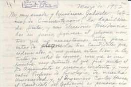 [Carta] 1952 mar., Finca de Yaya, Barreto, Provincia de Matanzas, [Cuba] [a] Gabriela [Mistral]