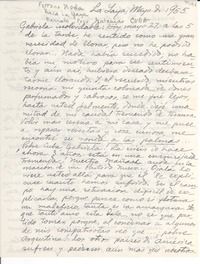 [Carta] 1955 mayo 27, Finca de La Yaya, Barreto, Provincia de Matanzas, Cuba [a] Gabriela [Mistral]