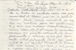 [Carta] 1955 mayo 27, Finca de La Yaya, Barreto, Provincia de Matanzas, Cuba [a] Gabriela [Mistral]