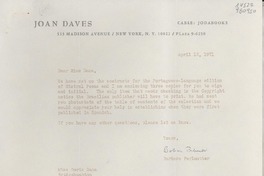 [Carta] 1971 Apr. 13, 515 Madison Avenue, New York, N. Y. 10022, Plaza 9-6250, [EE.UU.] [a] Miss Doris Dana, Bridgehampton, [EE.UU.]