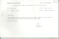 [Carta] 1974 mar. 8, 515 Madison Avenue, New York, N. Y. 10022, Plaza 9-6250, [EE.UU.] [a] Doris Dana, [EE.UU.]