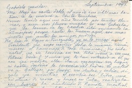[Carta] 1948 sept., [La Yaya, Cuba] [a] Gabriela Mistral