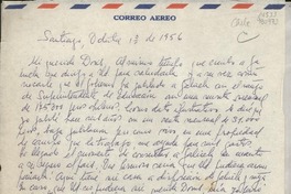 [Carta] 1956 oct. 1, Santiago, [Chile] [a] Mi querida Doris [Dana]