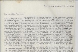 [Carta] 1949 dic. 19, San Isidro, [Argentina] [a] Gabriela [Mistral]