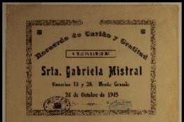 [Diploma] 1943 oct. 24, Montegrande, Chile [a] Gabriela Mistral