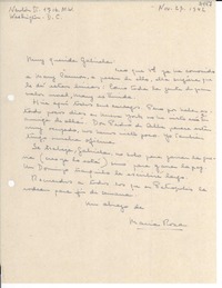 [Carta] 1942 nov. 27, Washington D. C. [a] Gabriela Mistral