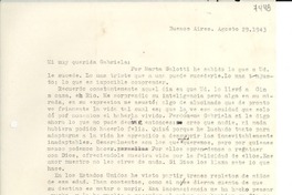 [Carta] 1943 ago. 29, Buenos Aires [a] Gabriela Mistral