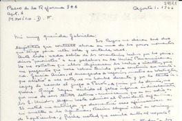 [Carta] 1946 ago. 1, México D. F. [a] Gabriela Mistral