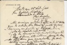 [Carta] [1946] sept. 25, Santiago, [Chile] [a] Gabriela Mistral, Los Angeles, EE.UU.
