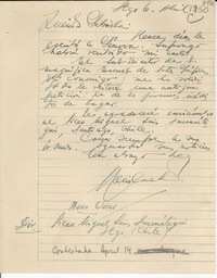 [Carta] 1950 abr. 6, Santiago [a] Gabriela Mistral