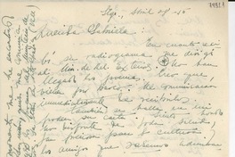 [Carta] 1950 abr. 28, Santiago [a] Gabriela Mistral
