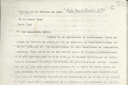 [Carta] 1966 feb. 22, Calle María Luisa 380, Llolleo, [Chile] [a la] Srta. Doris Dana, Nueva York, [EE.UU.]