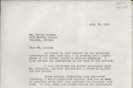 [Carta] 1966 July 18, New York, [Estados Unidos] [a] Mr. Robert London, 1730 Meron Avenue, Atlanta, Georgia