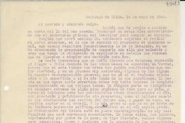 [Carta] 1945 mayo 14, Santiago de Chile [a] Gabriela Mistral