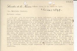 [Carta] 1938 jun. 26, Buenos Aires [a] Gabriela Mistral