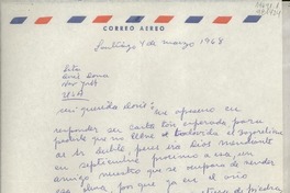[Carta] 1968 mar. 4, Santiago, [Chile] [a la] Srta. Doris Dana, New York, [EE.UU.]