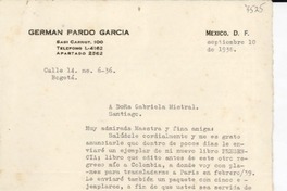[Carta] 1938 sept. 10, México D.F. [a] Gabriela Mistral, Santiago, [Chile]