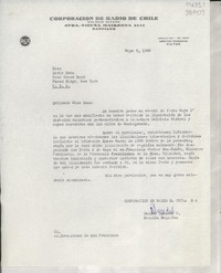 [Carta] 1966 mayo 9, Santiago, [Chile] [a] Miss Doris Dana, Hack Green Road, Pound Ridge, New York