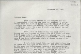 [Carta] 1967 Nov. 21, Hack Green Road, Pound Ridge, N. Y., [Estados Unidos] [a] Dearest Emma