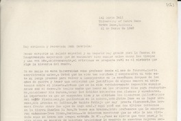 [Carta] 1948 mar. 21, University of Notre Dame, Indiana, [EE.UU.] [a] Gabriela [Mistral]