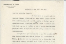 [Carta] 1942 jul. 28, Santiago, [Chile] [a] Gabriela Mistral