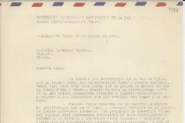 [Carta] 1951 ago. 23, Santiago, Chile [a] Gabriela Mistral, Nápoles, [Italia]