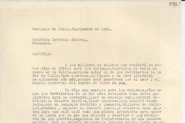 [Carta] 1954 sept., Santiago de Chile [a] Gabriela Mistral