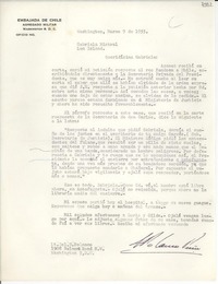 [Carta] 1955 mar. 9, Washington [a] Gabriela Mistral, Long Island