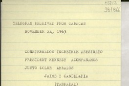 [Telegrama] 1963 nov. 24, Caracas, [Venezuela] [a] Doris Dana