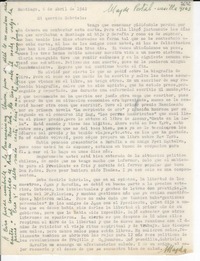 [Carta] 1942 abr. 6, Santiago, [Chile] [a] Gabriela Mistral