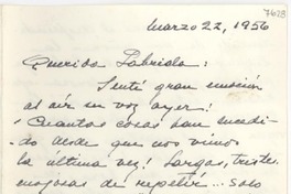 [Carta] 22 mar. 1956 [a] Gabriela [Mistral]