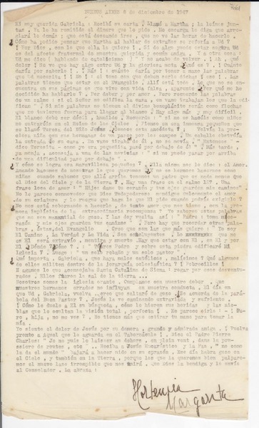 [Carta] 1947 dic. 8, Buenos Aires, [Argentina] [a] Gabriela Mistral