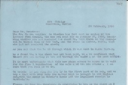 [Carta] 1950 Feb. 10, Cuernavaca, México [al] Dear Mr. Sweetser