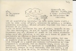 [Carta] 1934 ago. 30, Río, [Brasil] [a] Gabriela [Mistral]