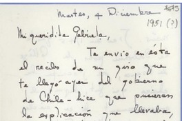 [Carta] 1951 dic. 4, [Estados Unidos] [a] Gabriela Mistral
