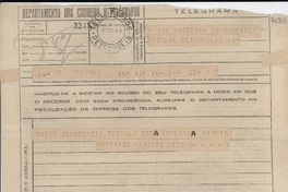 [Telegrama] 1945 nov. 17, New York [a] Gabriela Mistral, Petrópolis