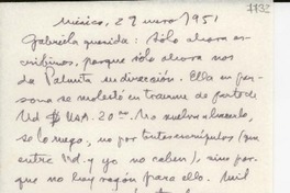 [Carta] 1951 ene. 29, México [a] Gabriela Mistral