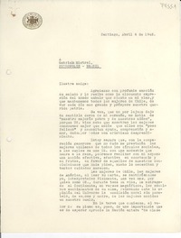 [Carta] 1942 abr. 6, Santiago, [Chile] [a] Gabriela Mistral, Petrópolis, Brasil