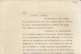 [Carta] 1944 feb. 6, Praia de Botafogo, [Brasil] [a] Gabriela Mistral