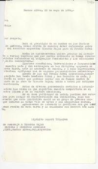 [Carta] 1954 mayo 23, Buenos Aires, Argentina [a] Gabriela Mistral
