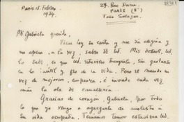 [Carta] 1934 feb. 15, París [a] Gabriela Mistral