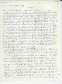 [Carta] 1943 ago. 29, Buenos Aires, [Argentina] [a] Gabriela Mistral, Río, [Brasil]