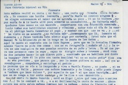[Carta] 1944 abr. 25, Buenos Aires, [Argentina] [a] Gabriela Mistral, Río [de Janeiro], [Brasil]